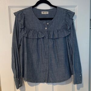Madewell Chambray Ruffle Blouse
